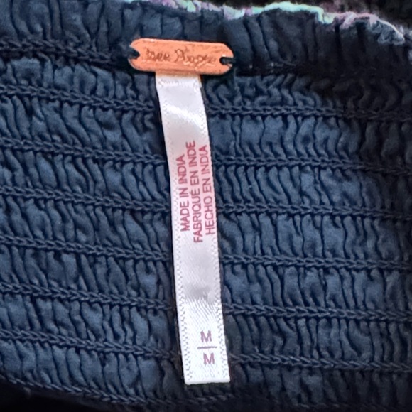 Free People Floral Sundrenched Short Sleeve Maxi Dress Navy Blue Green Size M - Picture 11 of 15